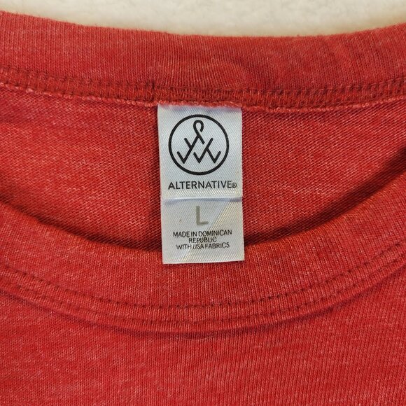 T Shirt Alternative Mens Large Red White Letters Soft Fabric - Picture 4 of 8